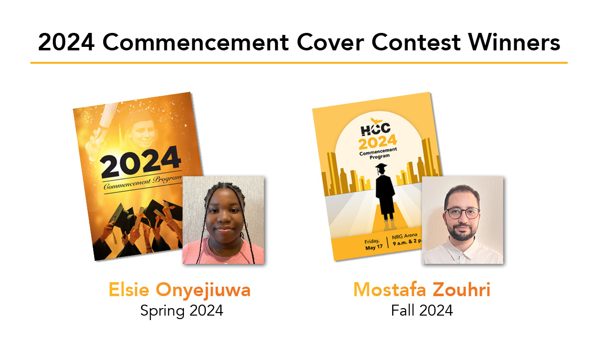 2024 Commencement Cover Contest Winners:  Elsie Onyejiuwa (Spring 2024) & Mostafa Zouhri (Fall 2024)