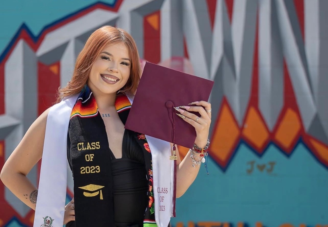 HCC cosmetology student Aracely Salas poses after graduation.