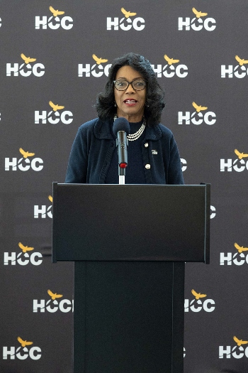 Chancellor Margaret Ford Fisher, Ed.D. addresses a recent community partnership meeting.