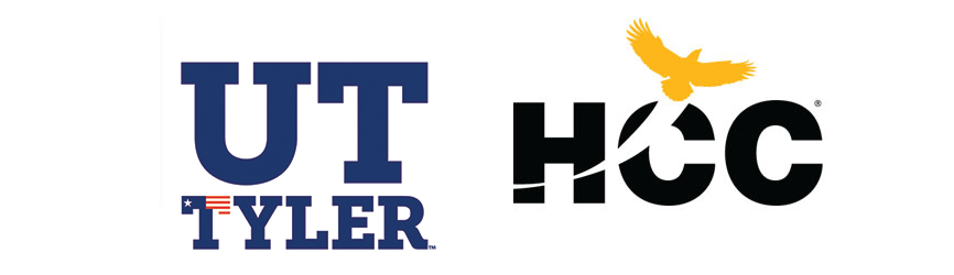 Logos for UT Tyler and HCC.
