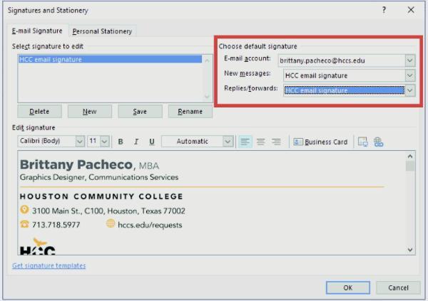 6.	After creating a New Signature, click on the Pictures icon and locate the downloaded email signature PNG to add.